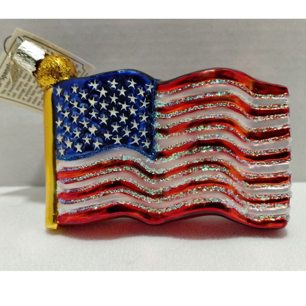 Old World Glass Christmas Ornament Star Spangled Banner American Flag Patriotic